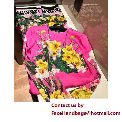Dolce & Gabbana FUCHSIA FLOWERS PRINTED SILK DRESS 2023